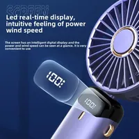 2025 Hot Handheld Fan Digital Display Screen Foldable Fan Neck Hanging Fan USB Charging Mini Fan Suitable for Office Outdoor Use