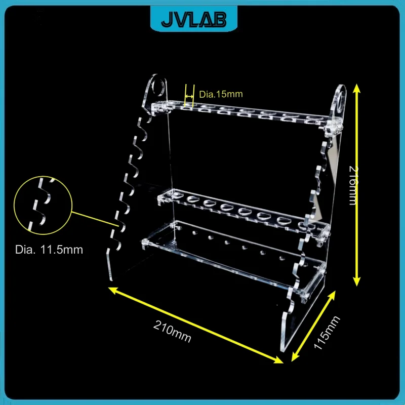 플렉시 유리 랙 피펫 밀짚 홀더 사다리꼴 실험실 피펫 홀더 PMMA 스탠드 16 웰 구멍 직경 11.5mm 15mm