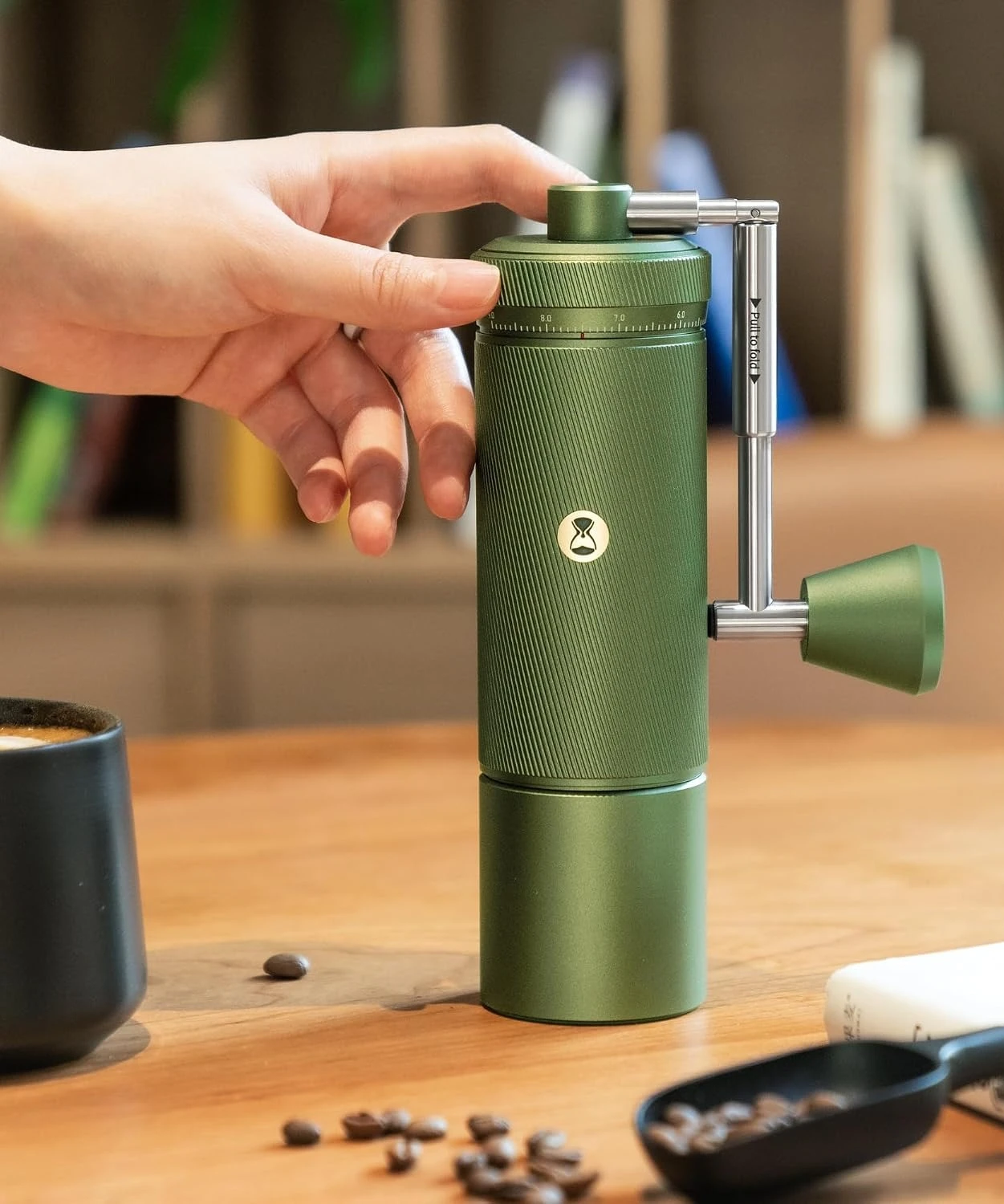 Manual Coffee Grinder Portable Hand Coffee Bean Grinder With External Adjustment Settings High Precision Stainless Steel Burr Capacity Hand Mill For Espresso Pour Over Home Office Travel, Green