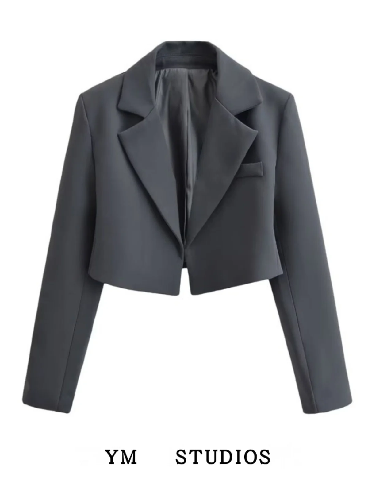 

American Retro Padded oulder Design Open Cardigan Suit ort Sle Spicy Girl Casual Small Jaet Street Sle Long Sve