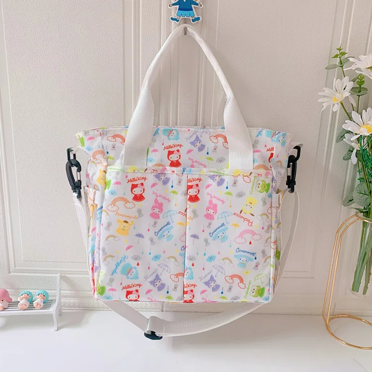 KT PomPurin Melody R8854 bolsos de hombro de Anime, bolso de mano de dibujos animados, Tote de almacenamiento informal, bolso de mensajero con asa