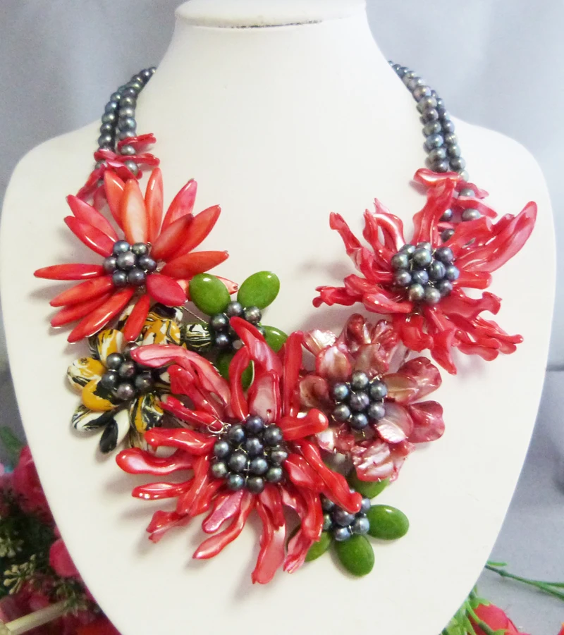 N-2017-5-12-11-30 Classic romantic Africa shell flower necklace 20\