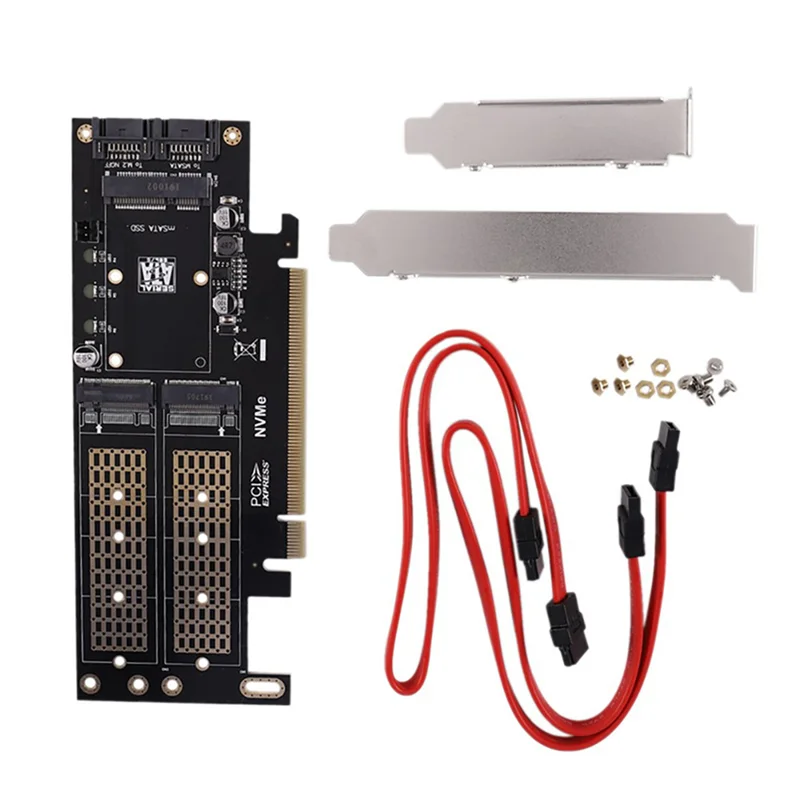 M.2 NVMe SSD NGFF إلى PCIE X16 محول ، مفتاح M B ، MSATA PCI توسيع SATA ، رافع محول 3 في 1 ، أسود