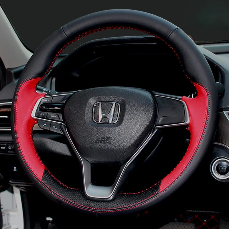 Car Steering Wheel Cover Braid for Honda Accord 10 gen 2018-2022 Odyssey 2021-2026 City 2023-2025 Hand-sewn Microfiber Leather