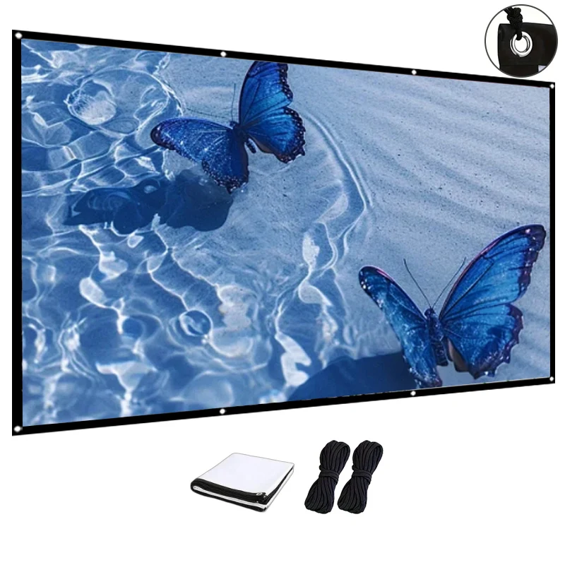 

150 inch projection screen with rope. Easy installation, ropes are more convenient for fixing the curtain.