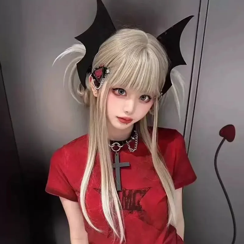 القوطية الظلام الشرير مشبك شعر Y2k الساخن فتاة سوداء المتضخم أجنحة الخفافيش Hairgrip دبوس الشعر كليب تأثيري اكسسوارات الدعائم هالوين #6