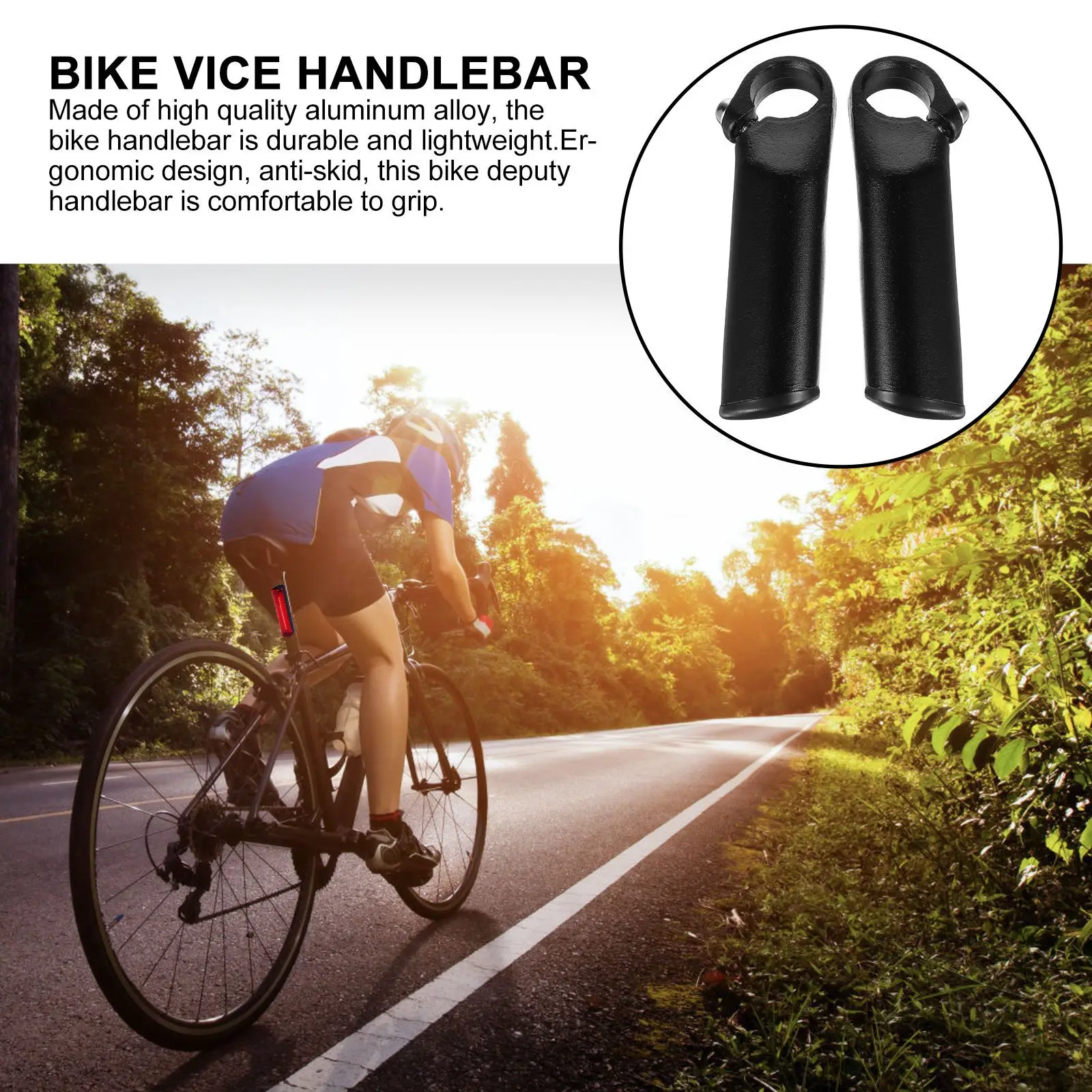 زوج واحد من مقود نائب من سبائك الألومنيوم الأسود خفيف الوزن ومريح ومضاد للانزلاق لدراجة الطرق الجبلية القابلة للطي لركوب الدراجات