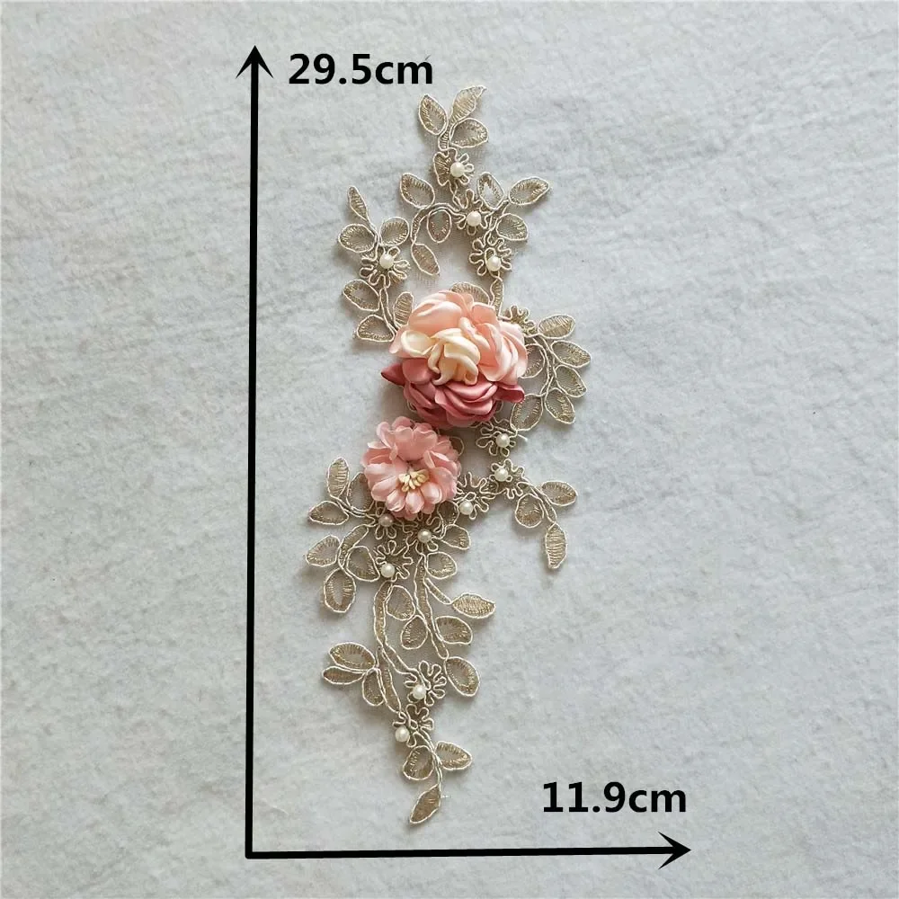 3D three-dimensional flower embroidery ladies applique collar sewing pearl DIY craft supplies accessories 1 pair for sale