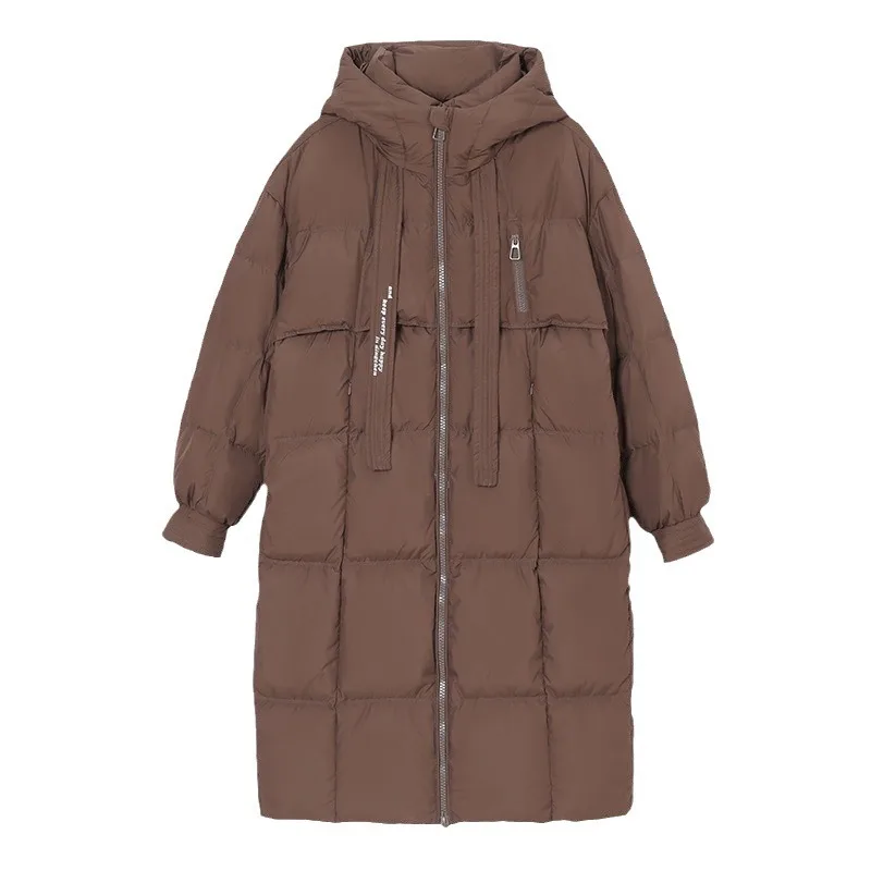 Yjkdyk 2024 Winter Dames Lange Brood Jack Vrouwelijke Pure Kleur Capuchon Dikker Warme Parka Jassen Tops Dames Gewatteerd Jack