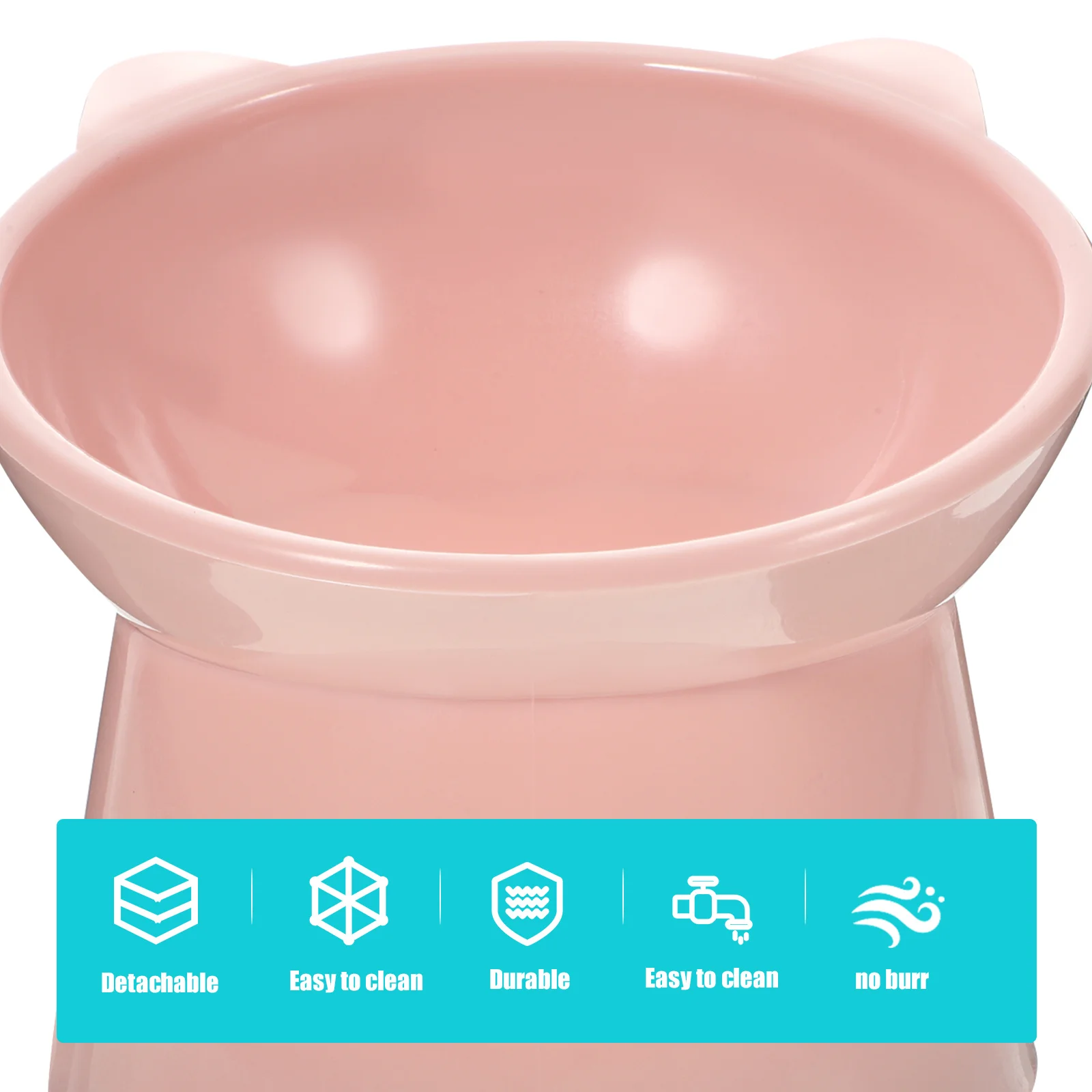 

Cute Elevated Feeder Plastic Raised Food Bowl For Cats Non-Slip Tilted Neck Guard Bowl Stain Resistant Pet Dog Feeder Household