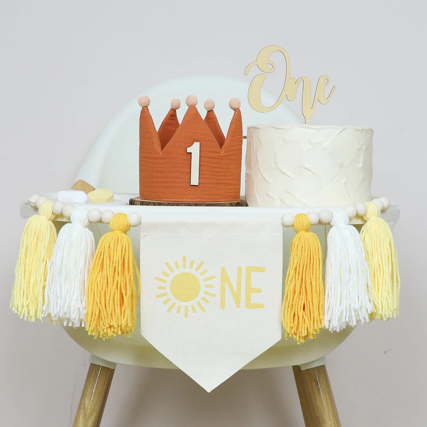 Bannerkranz mit Sonnenmotiv zum 1. Geburtstag, Geburtstagskronenhut, geeignet für Geburtstagsfeierdekorationen für Jungen und Mädchen – Detail 10