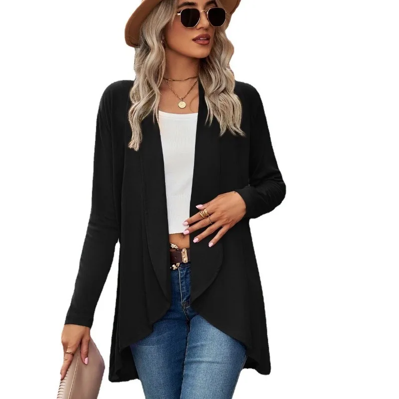 2025 Autumn and Winter New Long-sleeved Solid Color Loose Cardigan Top Women's Knitted Jacket