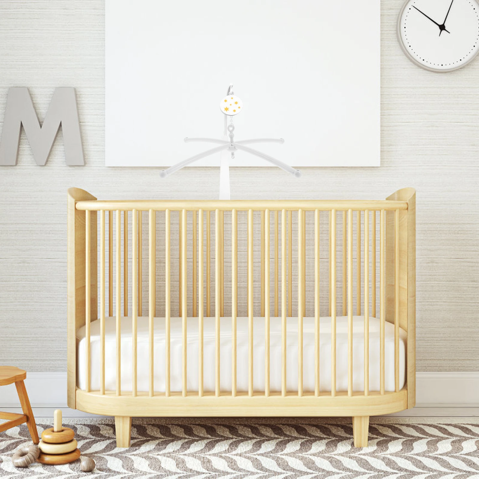 

Baby Mobile Cross Bed Bell Holder Crib Bassinet Toy Bracket Hanging Stand Multifunctional Design Soothing Music Newborn