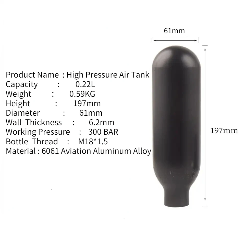 Hpa scuba 0.22L/0.35L/0.42L cilindro de gás 300bar 4500psi tanque de ar co2 garrafa de água de soda para estação equipamento d