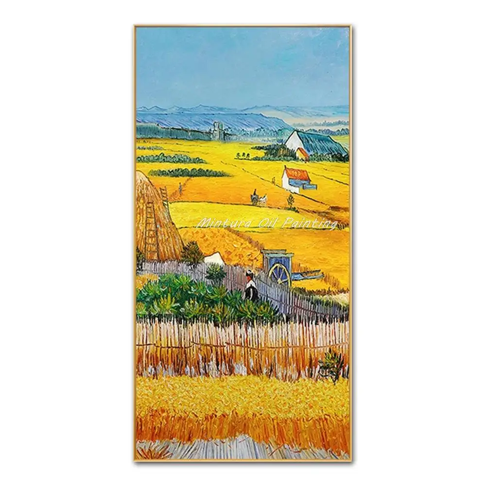 Mintura Large Size Handmade Artwork Handpainted Oil Paintings on Canvas,The Autumn Harvest Scene Modern Hotel Decortion Wall Art