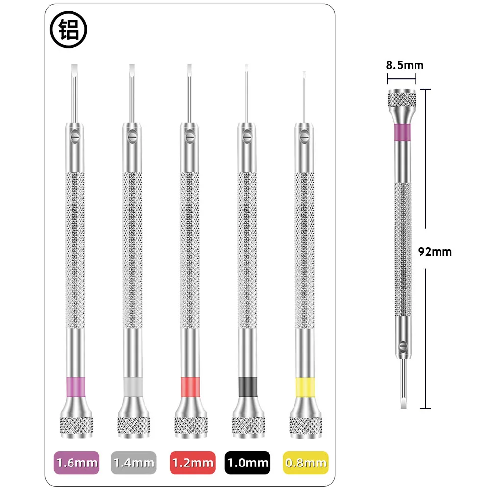 1PC Aluminium Stainless Steel 0.8mm-1.6mm Watchmakers Screwdrivers Watch Flat Blade Small Accessories Repair Screwer Tools
