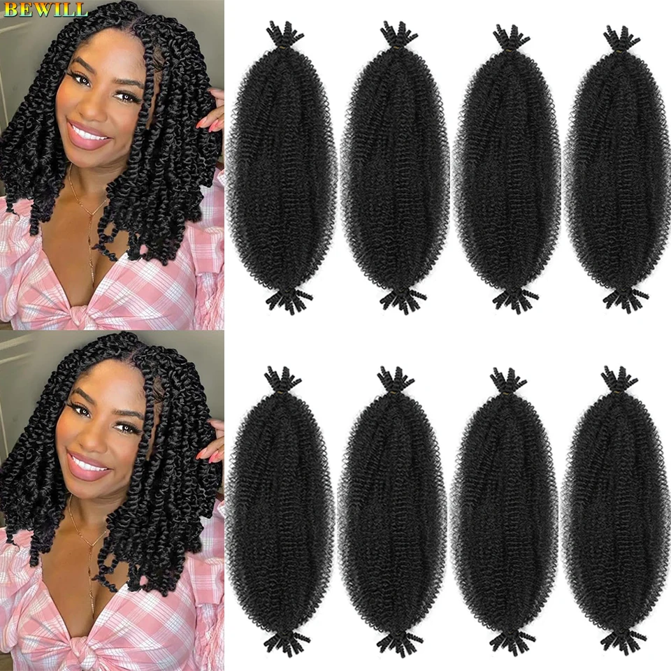 1-8 paquetes de cabello Afro Twist #4 30 350 12 16 pulgadas, Marley Twist elástico para trenzar, pre-separado, cabello kinky a granel para locs y crochet 3