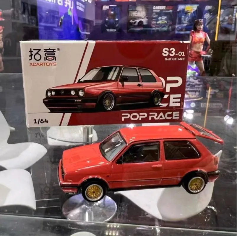 POPRACE Diecast 1/64 Scale Volkswagen Golf MK2 Red Boot Lid Can Be Opened Alloy Car Model Toys for Boys Gift Kids Toys Boys