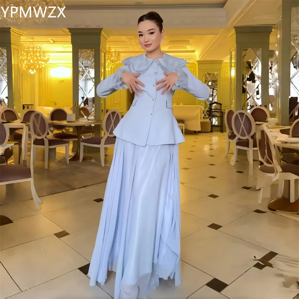 

Customized Evening Dress Women Prom Gown Formal Party YPMWZX Scoop Neckline A-line Floor Length Skirts Draped Tulle Bead Bespoke