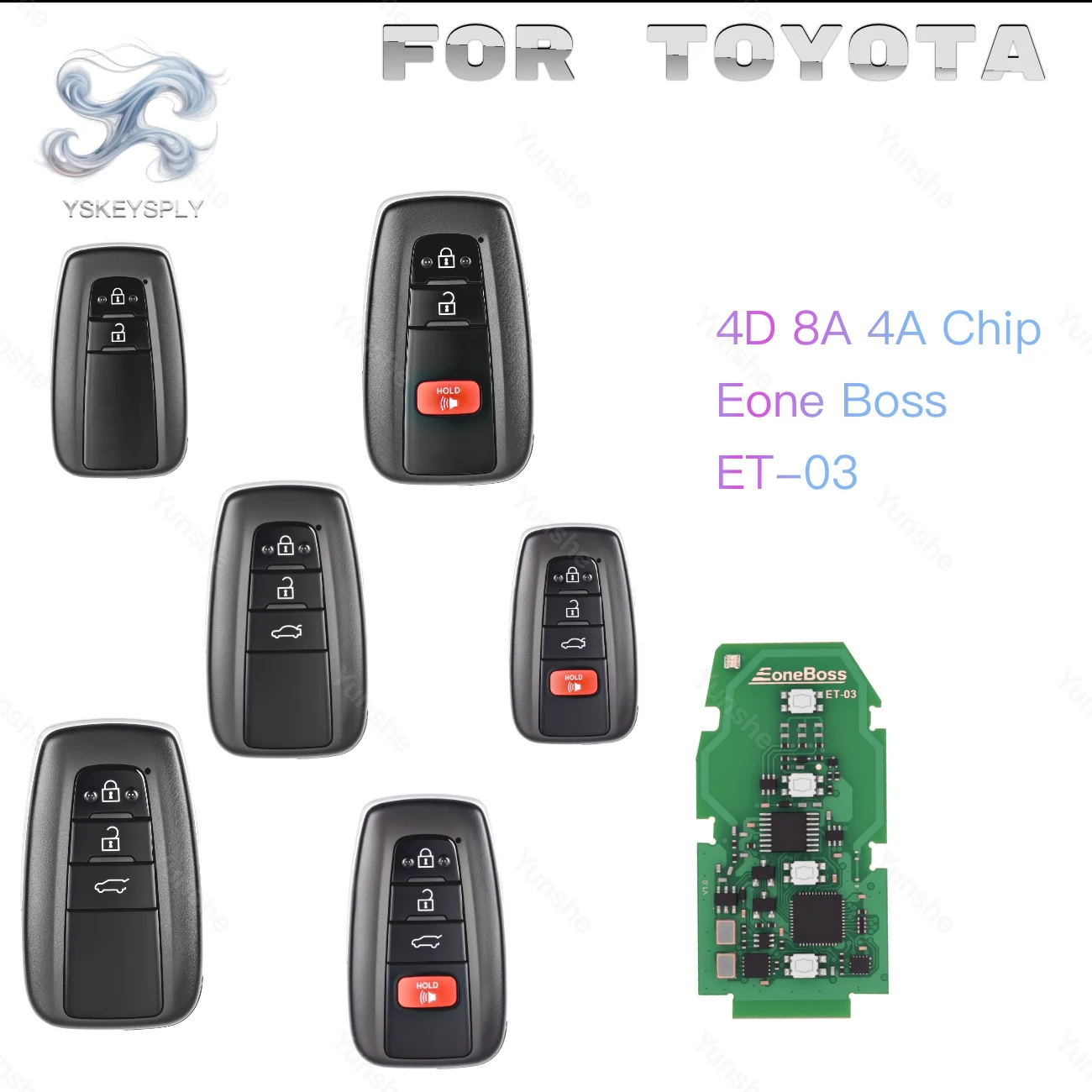 

For Toyota Camry / C-HR / Izoa / RAV4 / Avalon / Wildlander Smart Remote Key ET-03 4A 8A 4D Chip PN 0410 0351 3450 0010 2110