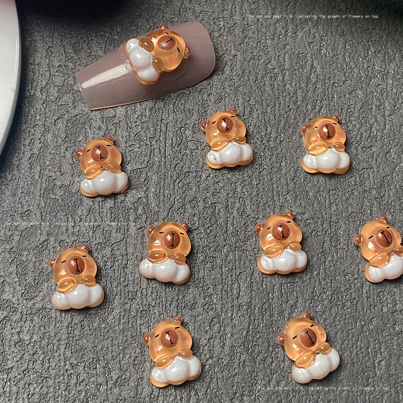 10 stuks hars schattige cartoon kapibala nagelkunst decoratie bruin capibara nagelbedels nagelaccessoires doe-het-zelf ambachten hoaг laaг soi