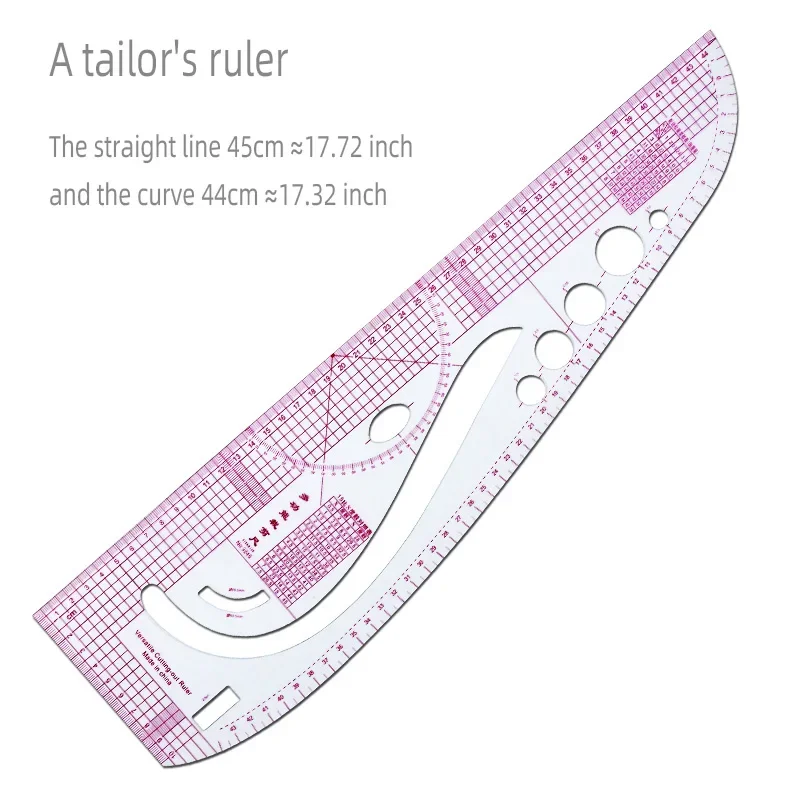 Used for Pattern Making Drafting Transparent Plastic Fashion Designer Empire Sewing Ruler and French Curve Ruler Pieces Assemb