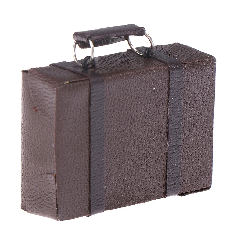 1pcs 1/12 Dollhouse Miniature Vintage Leather Wood Suitcase Mini Doll Luggage Box Pretend Play Furniture Toys Accessories