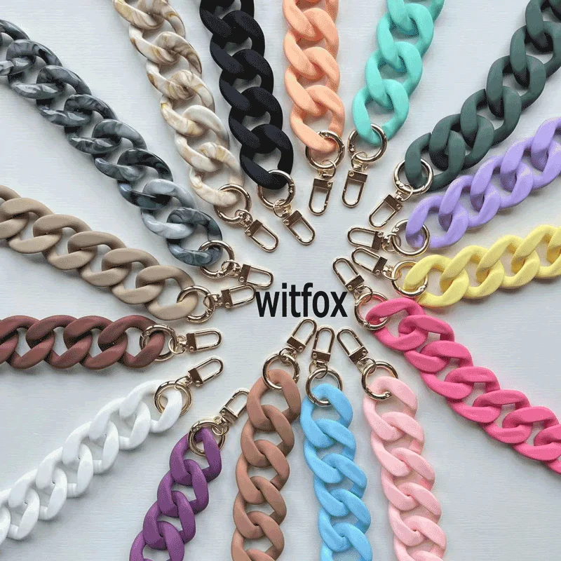 30-120cm Chain Accessory Acrylic Fashion Woman Handbag Resin Luxury Frosted Strap Clutch Shoulder Purse -silver Hook