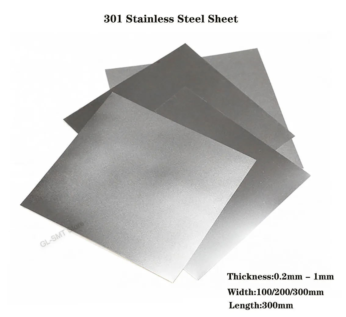 1Pcs Thick 0.2-1mm 301 Stainless Steel Sheet Plate DIY Material Processing Accessories Wide100-500mm