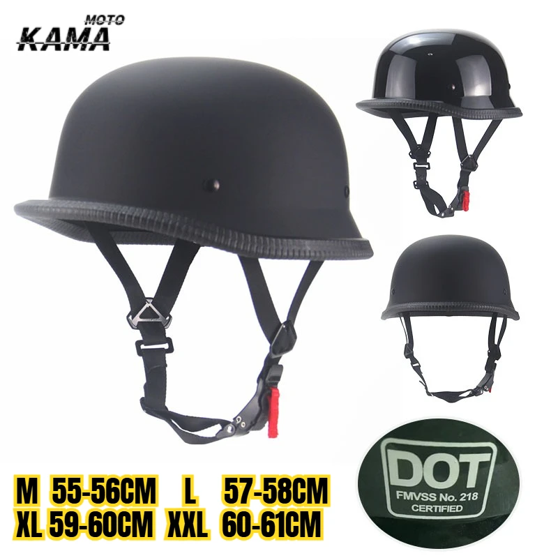 ヴィンテージバイククルーザーハーフフェイスドイツ製ヘルメットオートバイヘルメットブライトブラックカースタイリングdot認証ヘルメットcapacete