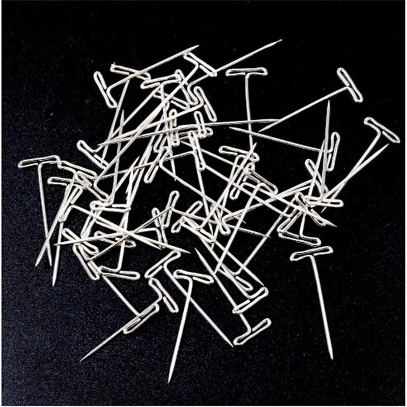 50/100Pcs 27/32/38/45/50MM T Pin Needles Wig Making T Pins for Blocking Knitting Assorted Sizes T-Pins Stainless Steel