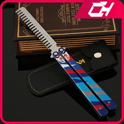Valorant Yoru's Stylish Butterfly Comb Melee Game Peripheral 23cm Metal Balisong Trainer Model Gifts Toys for Boys