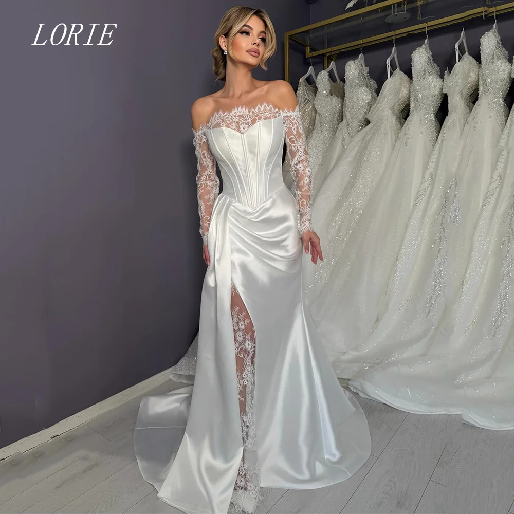 

LORIE Luxury Mermaid Wedding Dress Off The Shoulder Bridal Dresses Noval Appliques Lace Wedding Gown Customized 2026