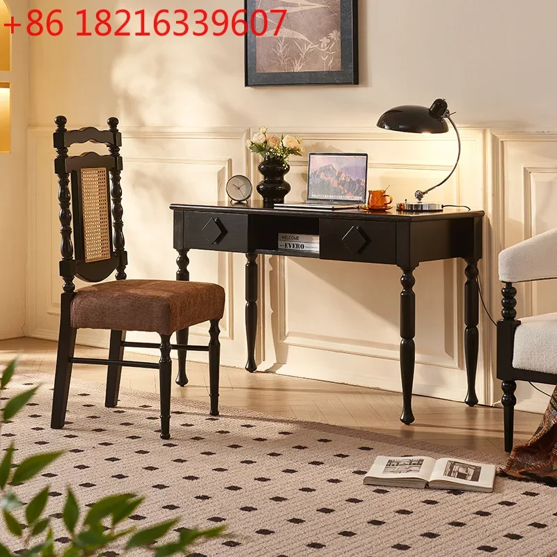 TAO French light luxury soft bag dining chair household simple restaurant solid wood back chair