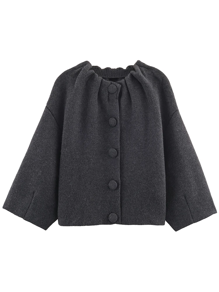 

Women knitted Jacket 2025 Autumn Winter New Fashion Women Long Sleeve Button Jackets Women High Street Elegant Short Bomber Coat
