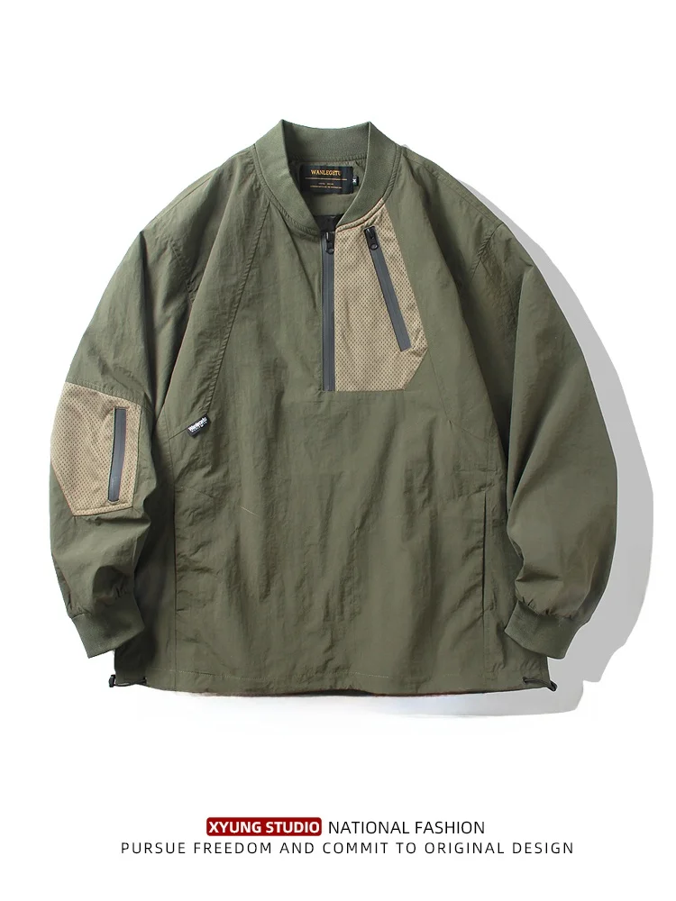 

Повседневная американская куртка с капюшоном на молнии для мужчин, весенне-летняя тонкая легкая куртка для отдыха и путешествий из полиэфирного волокна