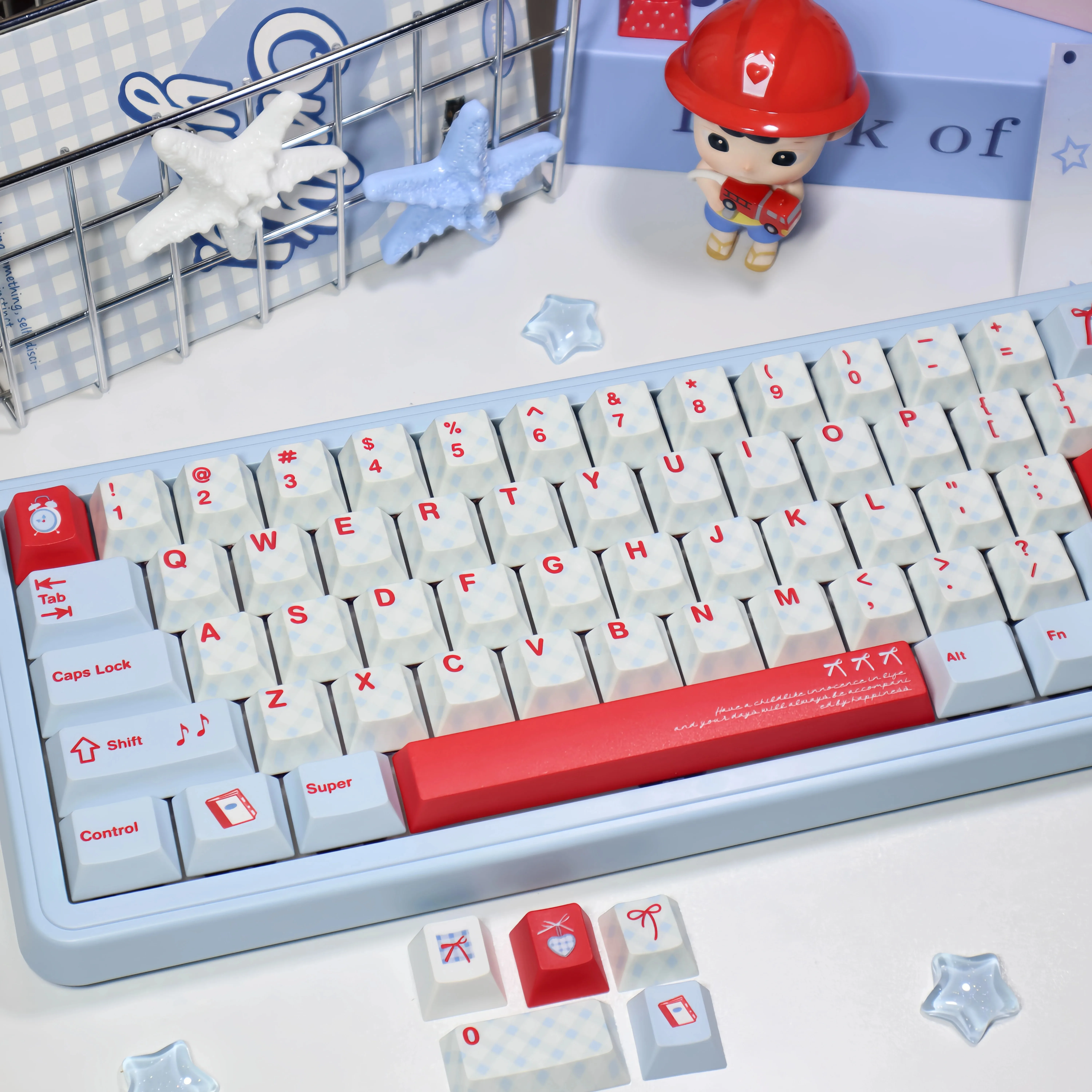 Cute Tidal Blue Theme Keycaps 141 Keys PBT Dye Cherry Profile Keycap Custom Game Keyboard Caps for Mechanical Keyboard Gift