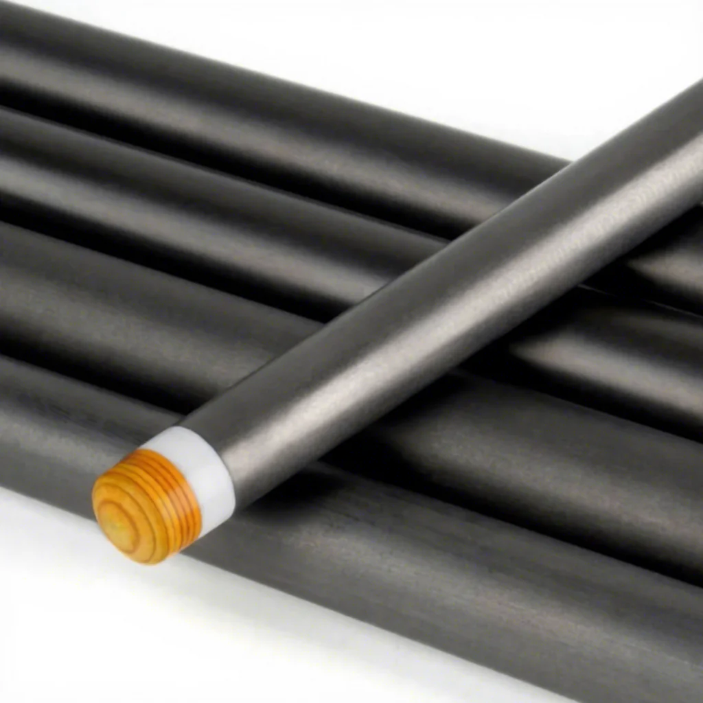 

Carbon Fiber Billiard Cue with 13mm Tip Size Available in Eight Chinese Black Cue Styles - Small, Medium, and Large Heads.promot