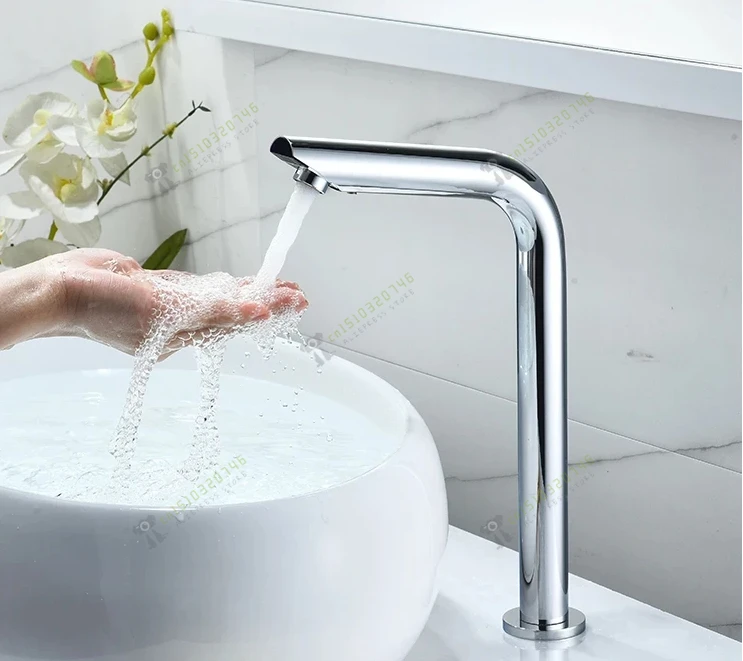 Bathroom Faucet Smart Sensor Basin Faucet Automatic Touch Free Infrared Tap Touchless Hot Cold Water Mixer Single Hole