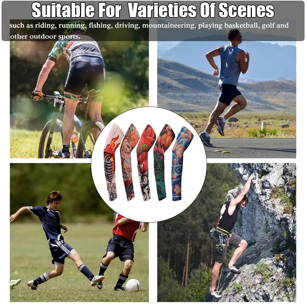 1Pcs Warmer Running UV Protection Outdoor Sport Basketball Arm Cover Flower Arm Sleeves  Arm Sleeves Sun Protection