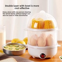 Double Layer Egg Cooker Hard Boiled Egg Cooker Anti-dry Electric Egg Boiler with 40mL Measuring Cup Steam