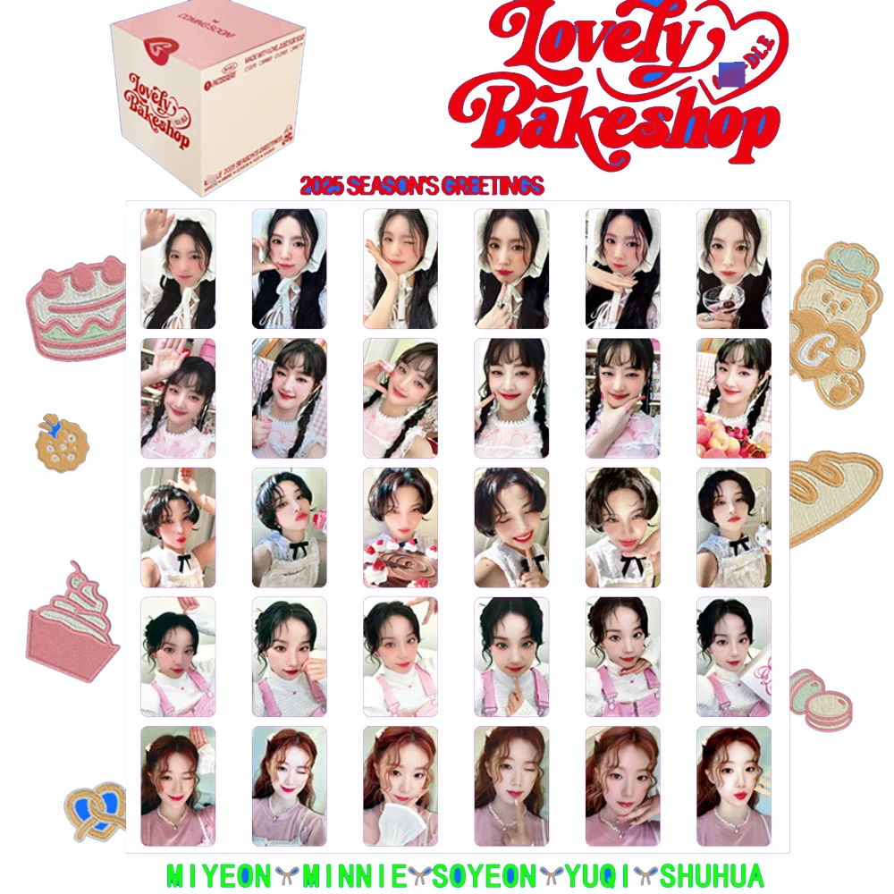

KPOP (G)I-DLE Photocards 2025 Season's Greetings LOVELY BAKESHOP Calendar Paper Cards MiYeon YuQi Gidle Fans Collection