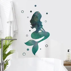 Creative Starry Sky Mermaid Wall Sticker For Bathroom Bathtub Decor Living Room Decoration Home Mural Self-adhesive Wallpaper