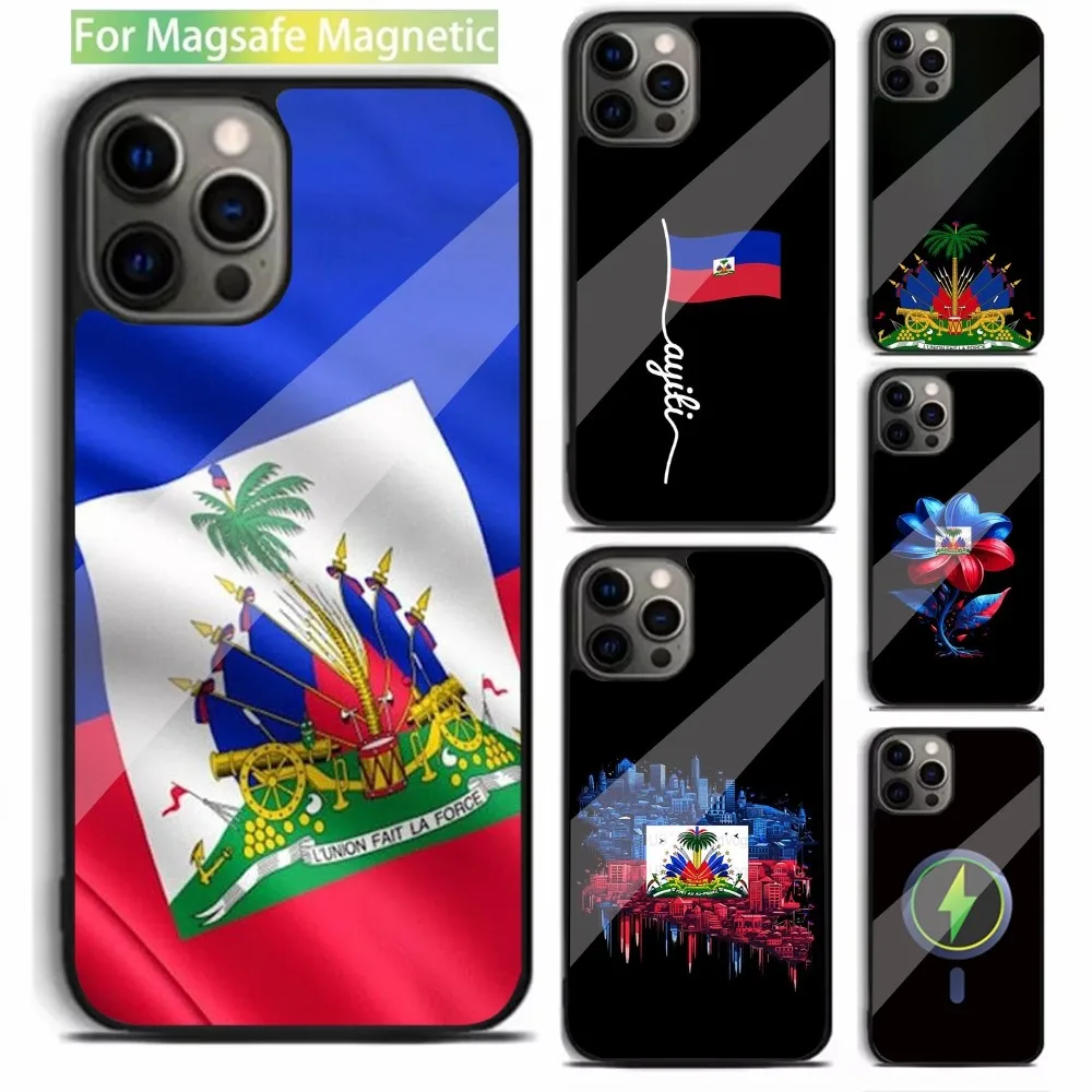 Haiti Haitian Flag Phone Case For iPhone 15,14,13,12,11,Plus,Pro,Max Mini Magsafe Magnetic Wireless Charging