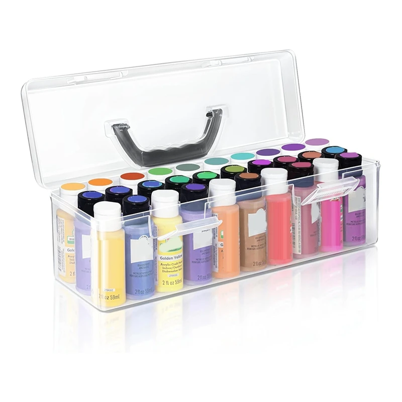 A85Q-Acrylic Paint Storage Box, 30 Bottle Capacity Acrylic Paint Storage Box For 2 Fluid Ounces Acrylic Paint,Storage Box