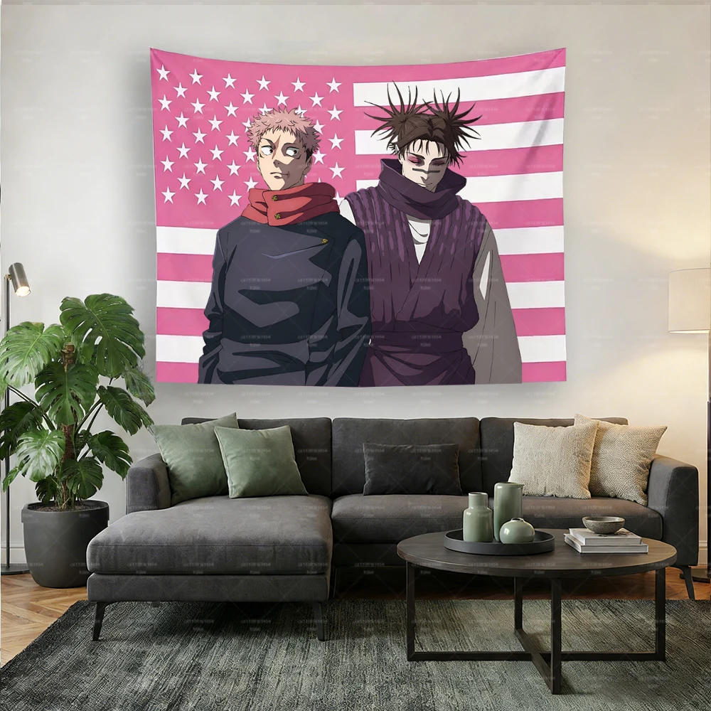 J-Jujutsu K-Kaisen C-Chousou & Y-Yuji Itadori Tapestry - Anime Wall Hanging for Home Bedroom & Anime Fan Room Decor