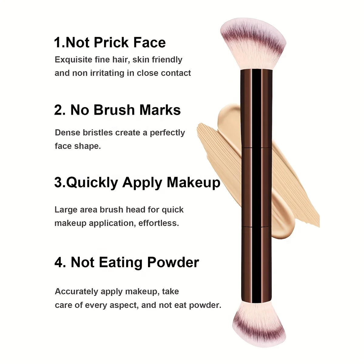 1Pc Double Ended Angled Makeup Brush Aluminum Tube Handle Soft Synthetic Bristle Blush Contour Highlighter Face Cosmetic Brush