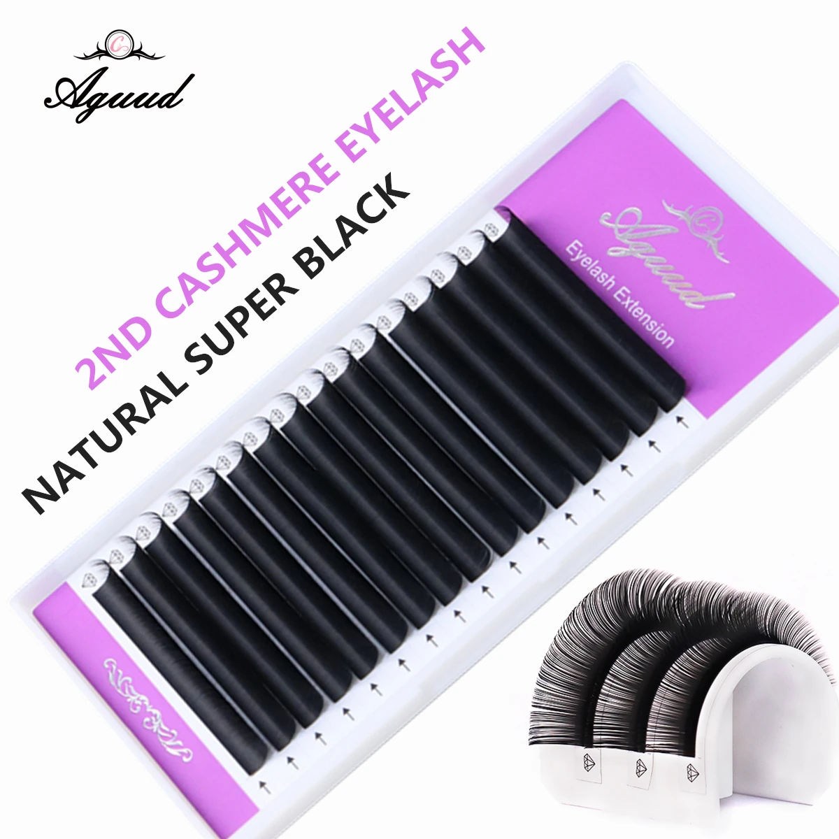 

AGUUD New 2nd Classic Eyelash Extension Individual Korea PBT Matte Black Dark Faux Mink Russian Volume Cashmere Eyelashes