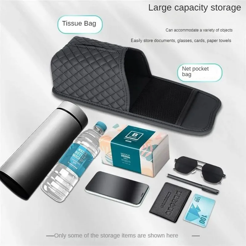 Car Seat Side Hanging Storage Organizer Leather Auto Cup Tissue Box Glass Phone Holder Driving Chair Side Paper Towel Pocket Bag