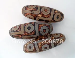 

10 шт., 55 мм, тибетские бусины Дзи с девятью глазами, бусины из старинного агата